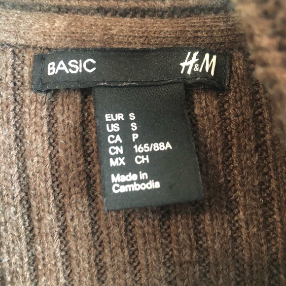 H&M Basic Brown Ribbed Cardigan - SM - Picture 3 of 4